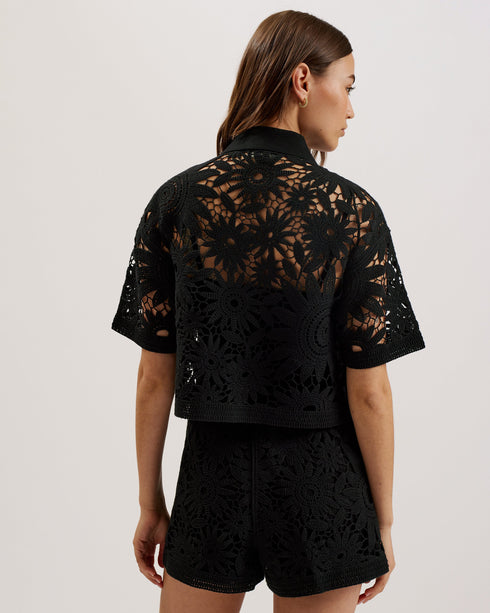 ANGIIEE-Knitwear-Crochet Knitted boxy Shirt- Ted Baker Romania